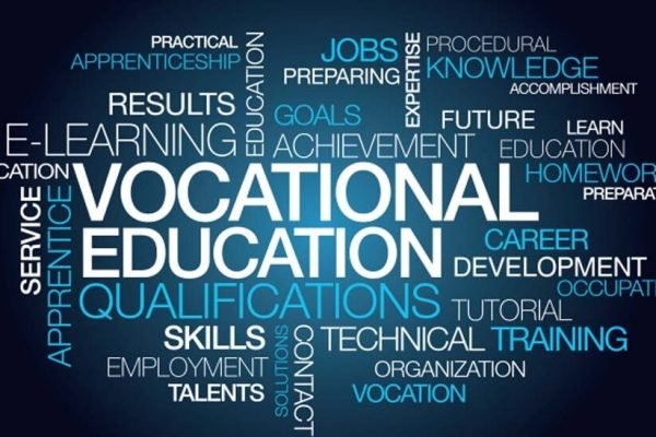 Vocational education qualifications training word tag cloud